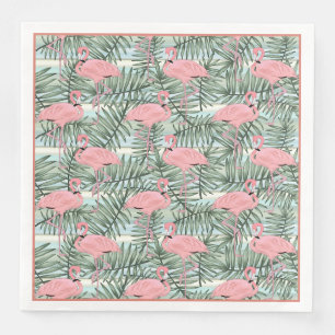 Niedliches rosa Flamingoes Palm Leafs Art Pattern Serviette