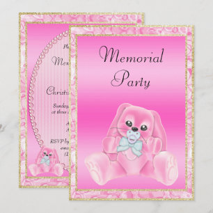Niedliches Rosa Floppy-Ohrs Helles Memorial Party Einladung