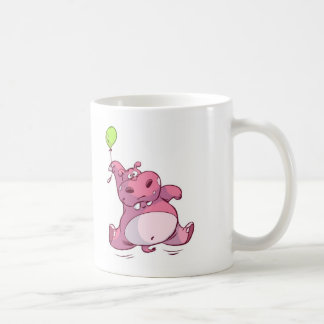 NIEDLICHES ROSA FLUSSPFERD AUF BALLON TASSE
