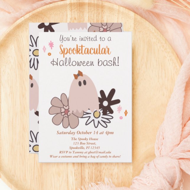 Niedliches rosa Ghost-Halloween-Party Einladung (Von Creator hochgeladen)