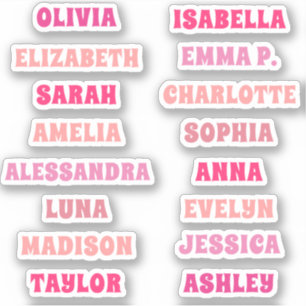 Niedliches rosa Girl Custom 16 Names Set Aufkleber