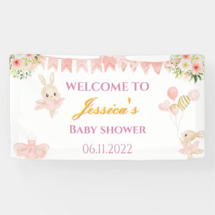 Niedliches rosa-goldfarbenes Ballerina-Babyduschba Banner