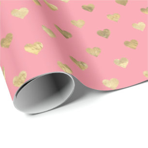 Niedliches rosa goldfarbenes Herz-Muster  Geschenkpapier