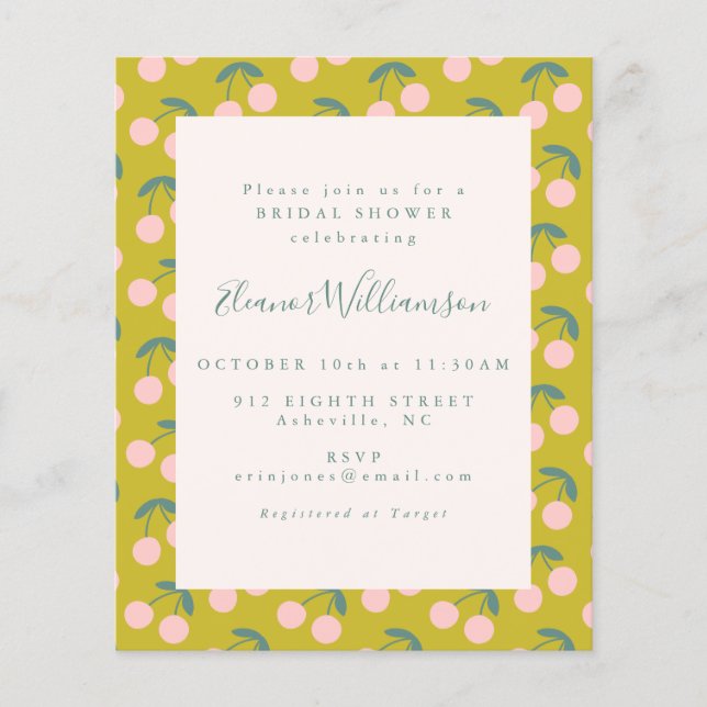 Niedliches rosa grünes Kirschfrucht-Brautparty (Vorderseite)