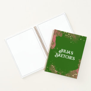 Niedliches rosa grünes Persönliches Namenbuch zum Notizbuch