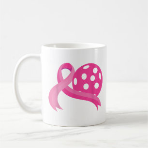 Niedliches rosa Herz-Band-Pickleball Brustkrebs Aw Kaffeetasse