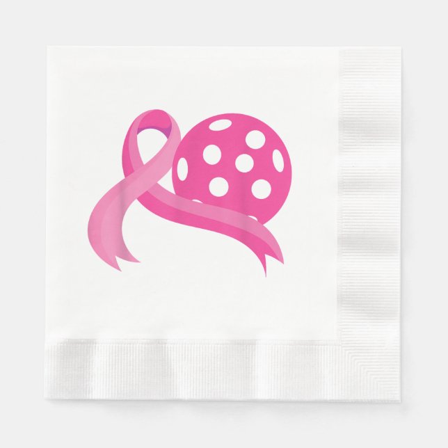 Niedliches rosa Herz-Band-Pickleball Brustkrebs Aw Serviette (Vorderseite)