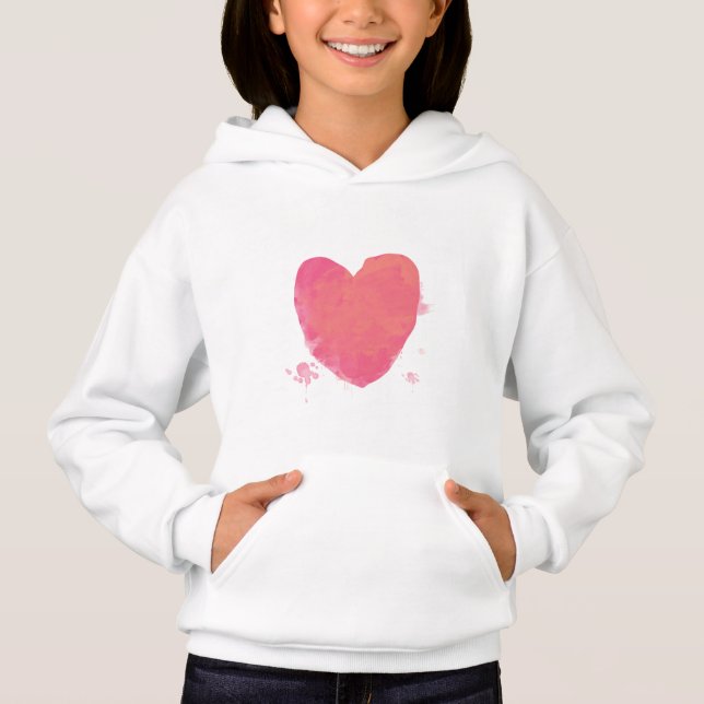 Niedliches rosa Herz Hoodie (Vorderseite)