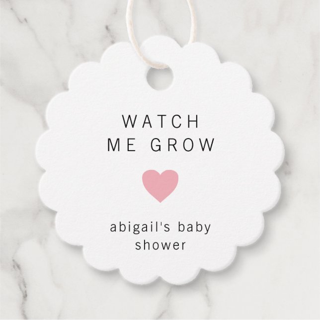 Niedliches rosa Herz Moderne Babydusche Geschenkanhänger (Vorderseite)