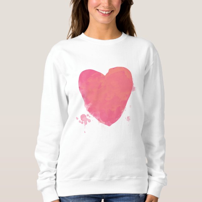 Niedliches rosa Herz Sweatshirt (Vorderseite)