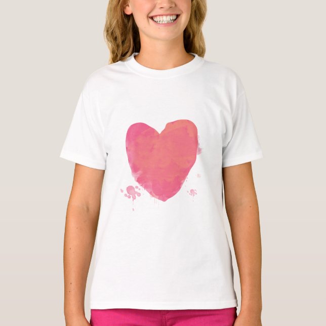 Niedliches rosa Herz T-Shirt (Vorderseite)
