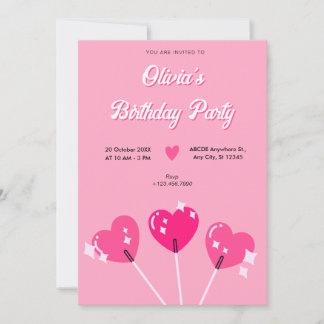 Niedliches rosa Herzchen Geburtstag Einladung