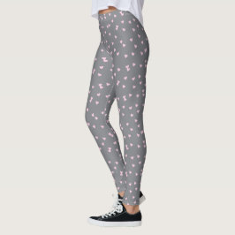 Niedliches rosa Herzmuster auf Grau Leggings
