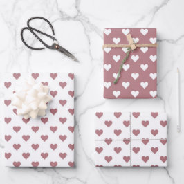 Niedliches rosa Herzmuster Geschenkpapier Set