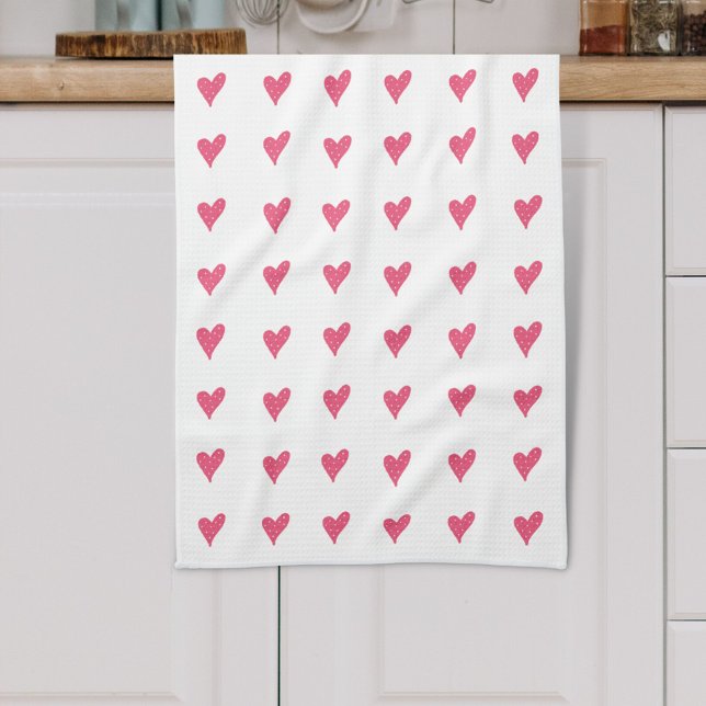 Niedliches rosa Herzmuster Valentinstag Geschirrtuch (Von Creator hochgeladen)