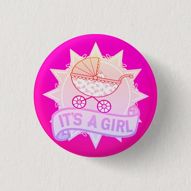 Niedliches Rosa IT ist ein MÄDCHENgeschlecht, das  Button (Vorderseite)