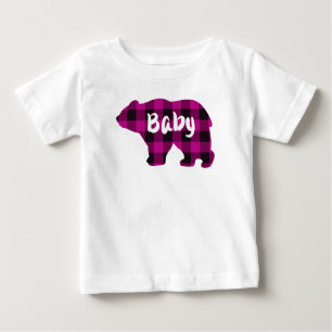 Niedliches, rosa, kariertes Muster Baby T-shirt