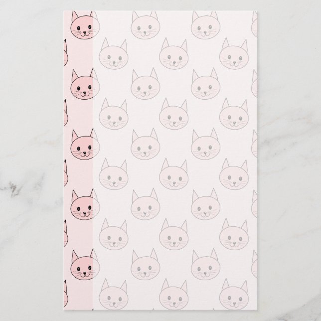 Niedliches rosa Katzen-Muster Briefpapier (Vorderseite)