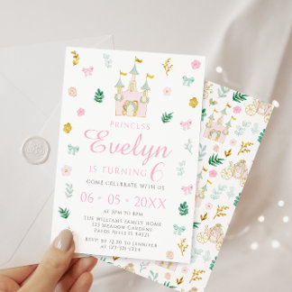 Niedliches, rosa, kleine Prinzessin-Geburtshaus Einladung