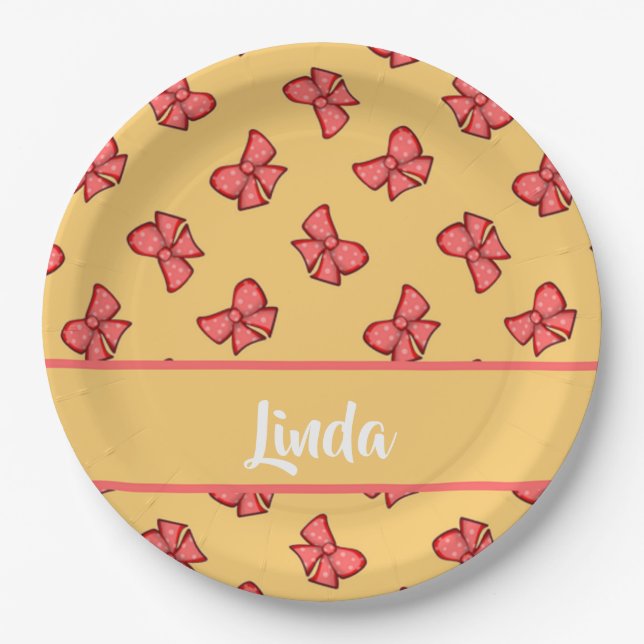Niedliches rosa Knickmuster Pappteller (Vorderseite)