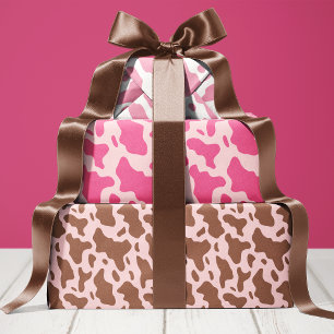 Niedliches, rosa Kuh Druckland Geschenkpapier Set