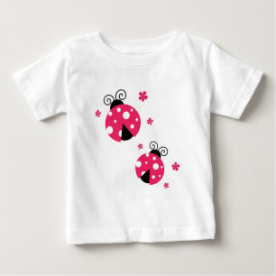 Niedliches rosa Labybirds und Blumen Baby T-shirt