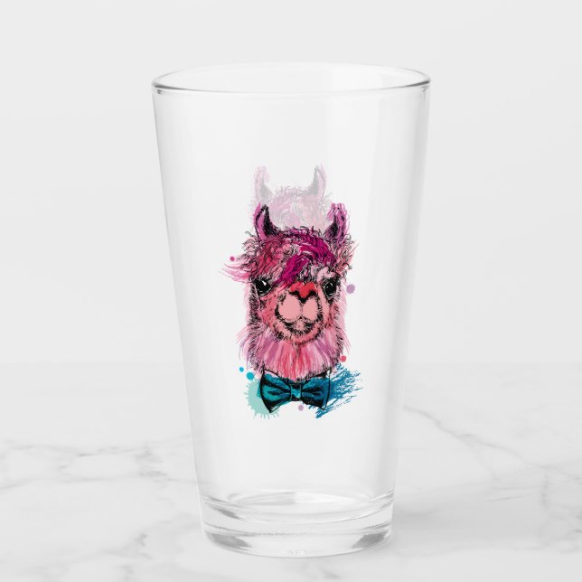 Niedliches rosa Lama Glas (Vorderseite)