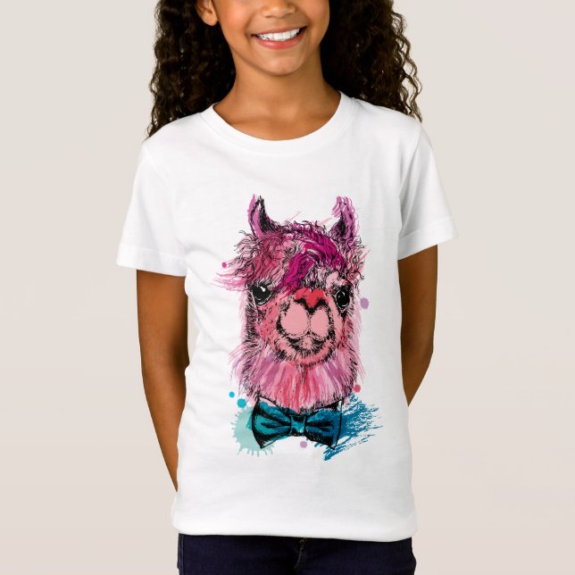 Niedliches rosa Lama T-Shirt (Vorderseite)