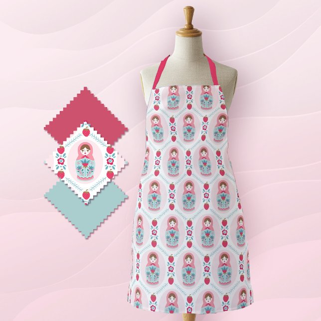 Niedliches rosa Muster Backen Schürze (A cute pink matryoshka pattern apron. So stylish and fun!)