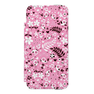 niedliches rosa Muster der Vögel und der Blumen Incipio Watson™ iPhone 5 Geldbörsen Hülle