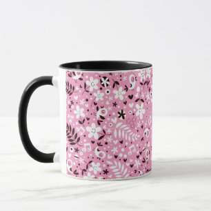 niedliches rosa Muster der Vögel und der Blumen Tasse