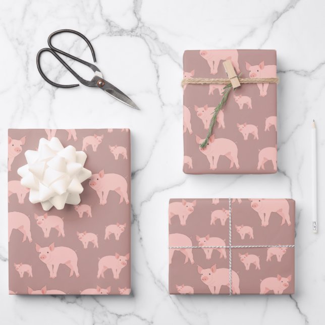 Niedliches rosa Muster Geschenkpapier Set (Vorderseite)