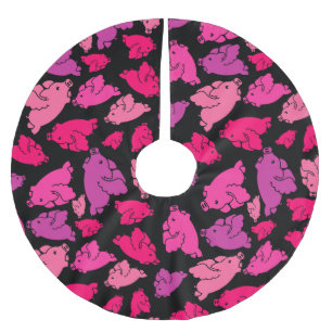 Niedliches rosa Muster Polyester Weihnachtsbaumdecke