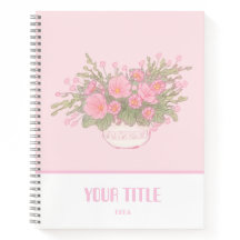 Niedliches rosa Notebook mit handgezeichnet Blume