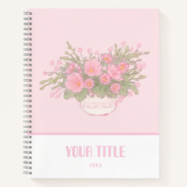 Niedliches rosa Notebook mit handgezeichnet Blume Notizbuch