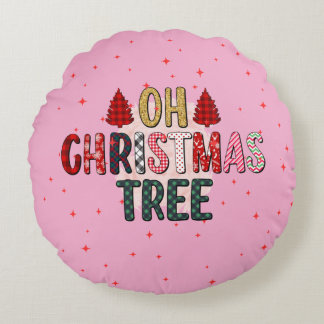 Niedliches Rosa OH Weihnachtsbaum-Sonderfamilie Fo Rundes Kissen