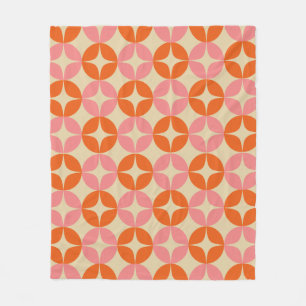Niedliches rosa Orange Mitte Mod geometrisches Mus Fleecedecke