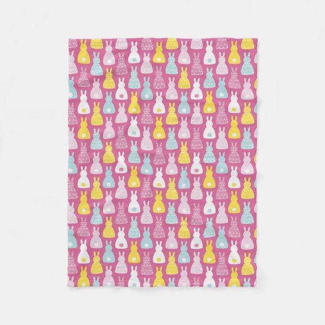 Niedliches Rosa Ostersonnenkaninchen Fleecedecke (Vorderseite)