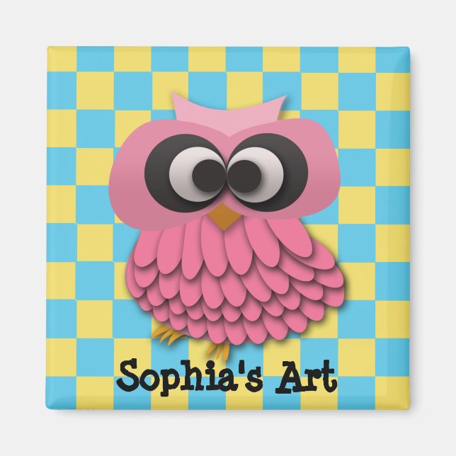 Niedliches Rosa-Owl-Artwork-Magnet Magnet (Vorne)