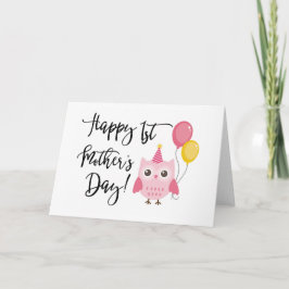 Niedliches Rosa Owl Happy 1. Muttertag Karte
