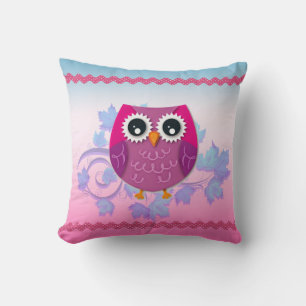 Niedliches rosa Owl Illustration Kissen