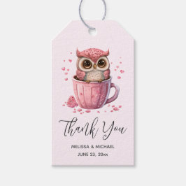 Niedliches rosa Owl in einem Cup-Event Vielen Dank Geschenkanhänger