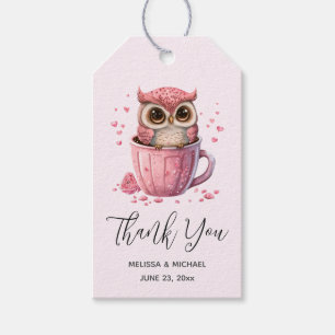 Niedliches rosa Owl in einem Cup-Event Vielen Dank Geschenkanhänger