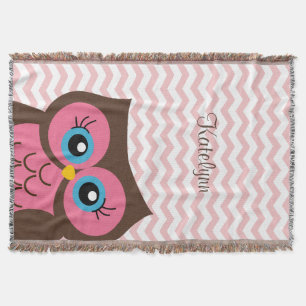 Niedliches rosa Owl Zickzack Zigzag Custom Throw B Decke