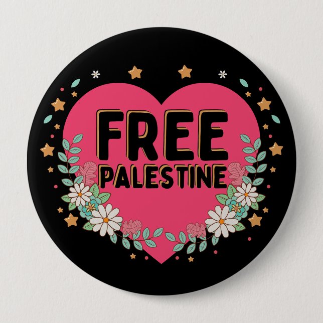 niedliches rosa Palästina-Herzdesign Button (Vorderseite)