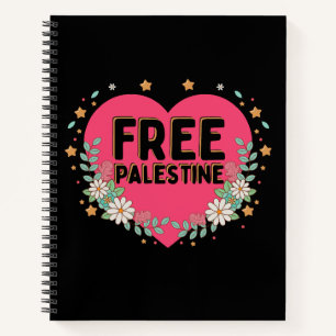 niedliches rosa Palästina-Herzdesign Notizbuch