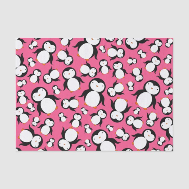 Niedliches rosa Penguinmuster Seidenpapier (Vorderseite)