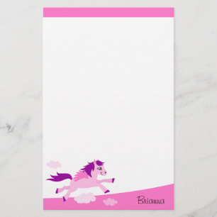 Niedliches rosa Pferd mit personalisiertem Namen Briefpapier