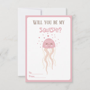 Niedliches Rosa-Quallen-Herz-Valentine-Klassenzimm