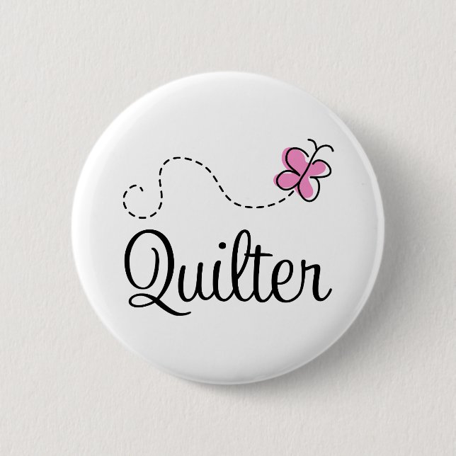 Niedliches rosa Quilter Geschenk Button (Vorderseite)